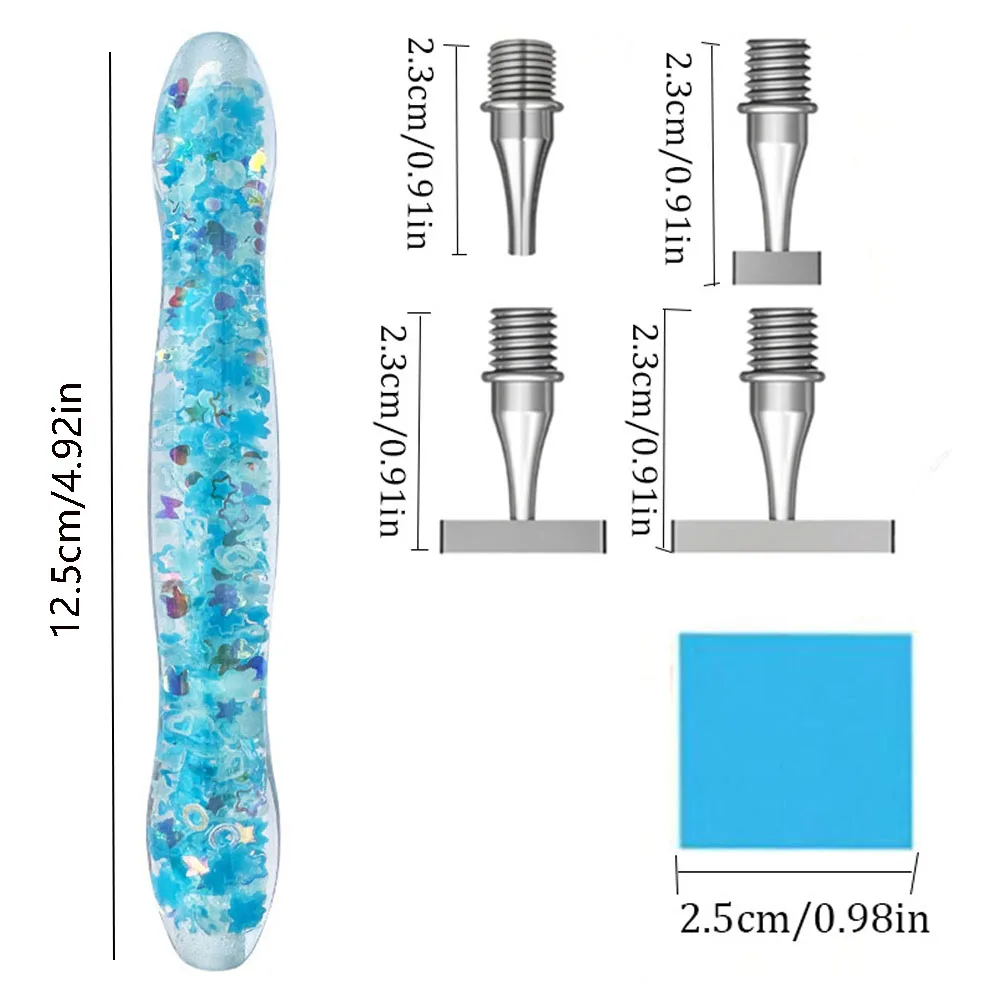 1 resin pen + 6 glue + 4 fine nibs, new thread diamond painting dot drill pen, stainless steel thread nib