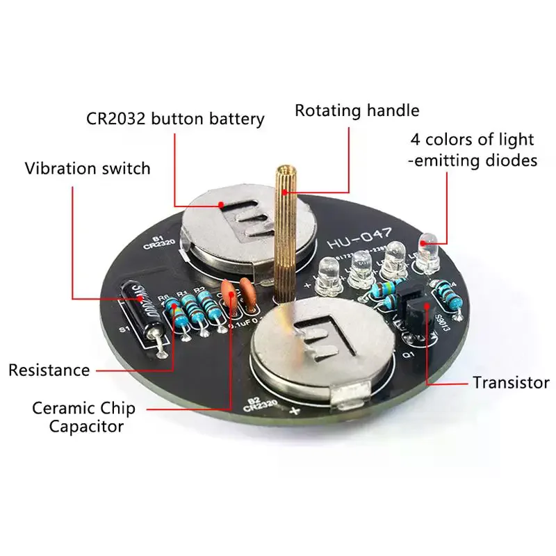 LED Rotating Gyroscope DIY Kit Blinking Lights Circuit Board Soldering Practice Electronics Kit For Beginner Soldering Learning