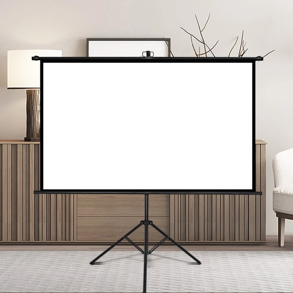84-calowy ekran projekcyjny 16:9 na statywie z podstawką, przenośny ekran do kina domowego, 5-warstwowy materiał Premium HD 4K z wzmocnieniem 1.0, 160 ° Szeroki kąt widzenia, ulepszony stabilny,