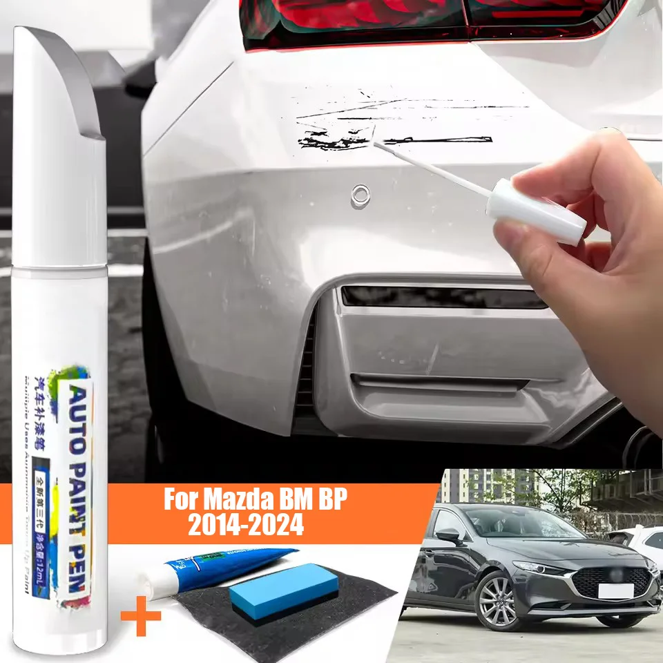 MOBIDEA 4PCS Car Paint Repair Kit 12ml Touch Up & Polishing Pens for Quick Scratch Removal & Auto Paint Care for Mazda/Tesla/BMW