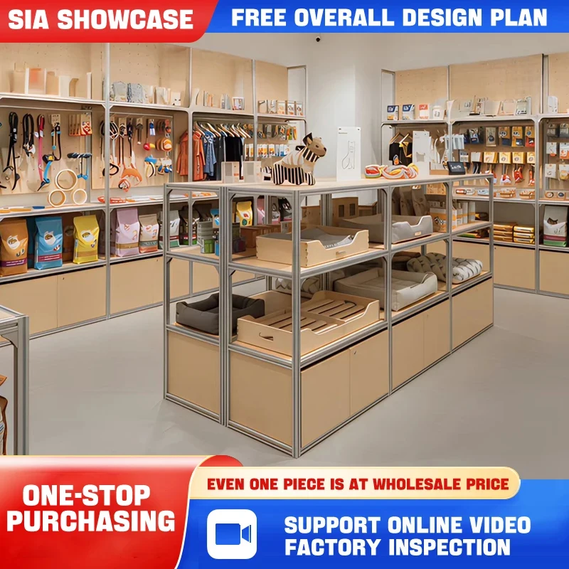 custom.Luxury Elegant High Gloss LED Lighted Customized Multi-Purpose Multifunctional Classified Storage Pet Shop Display Cabine