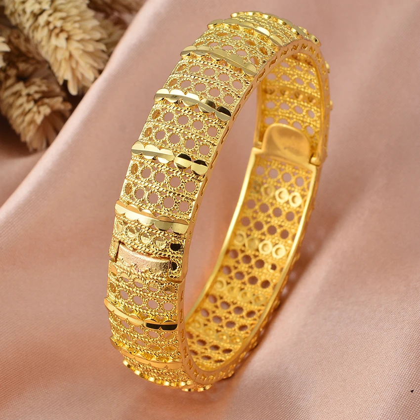 Wando Gold Color Women Bangle Ethiopia Dubai Arab Bangles for Women Ethiopian Bracelets Wedding Jewelry African Gifts
