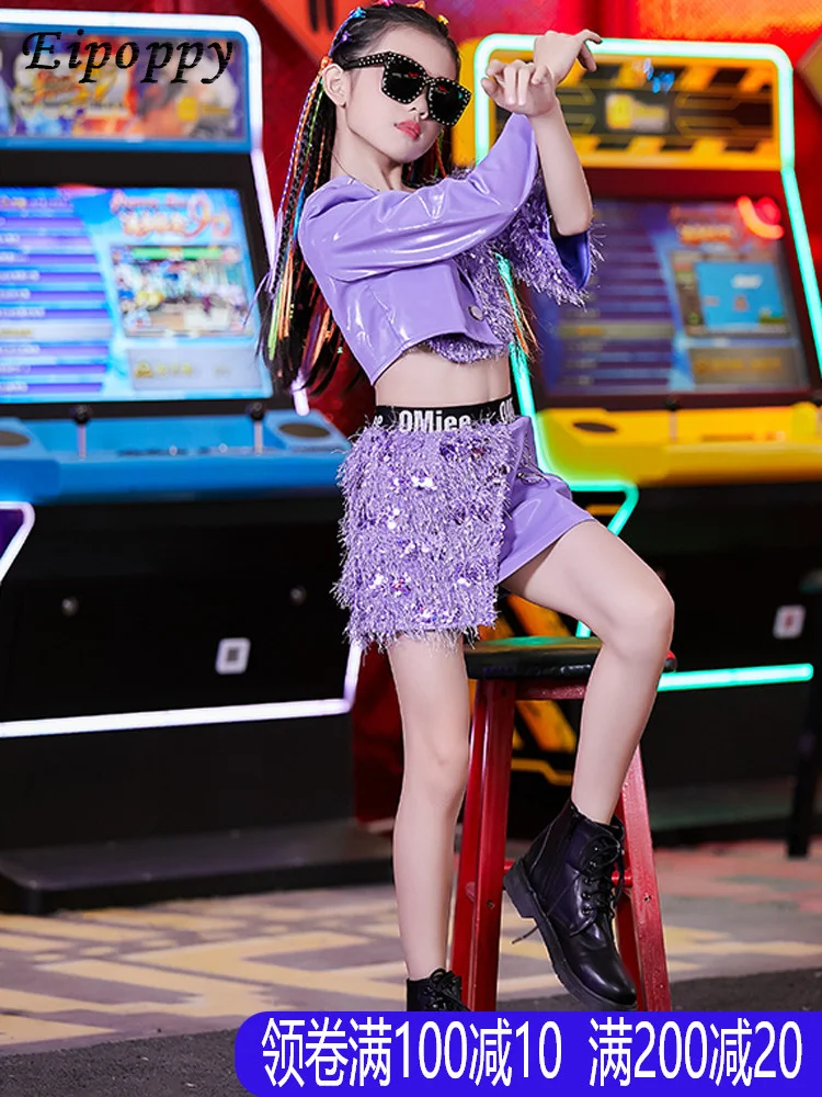 ملابس الرقص الأداء للفتيات ، أزياء المنصة ، نموذج الطفل ، الخريف والشتاء