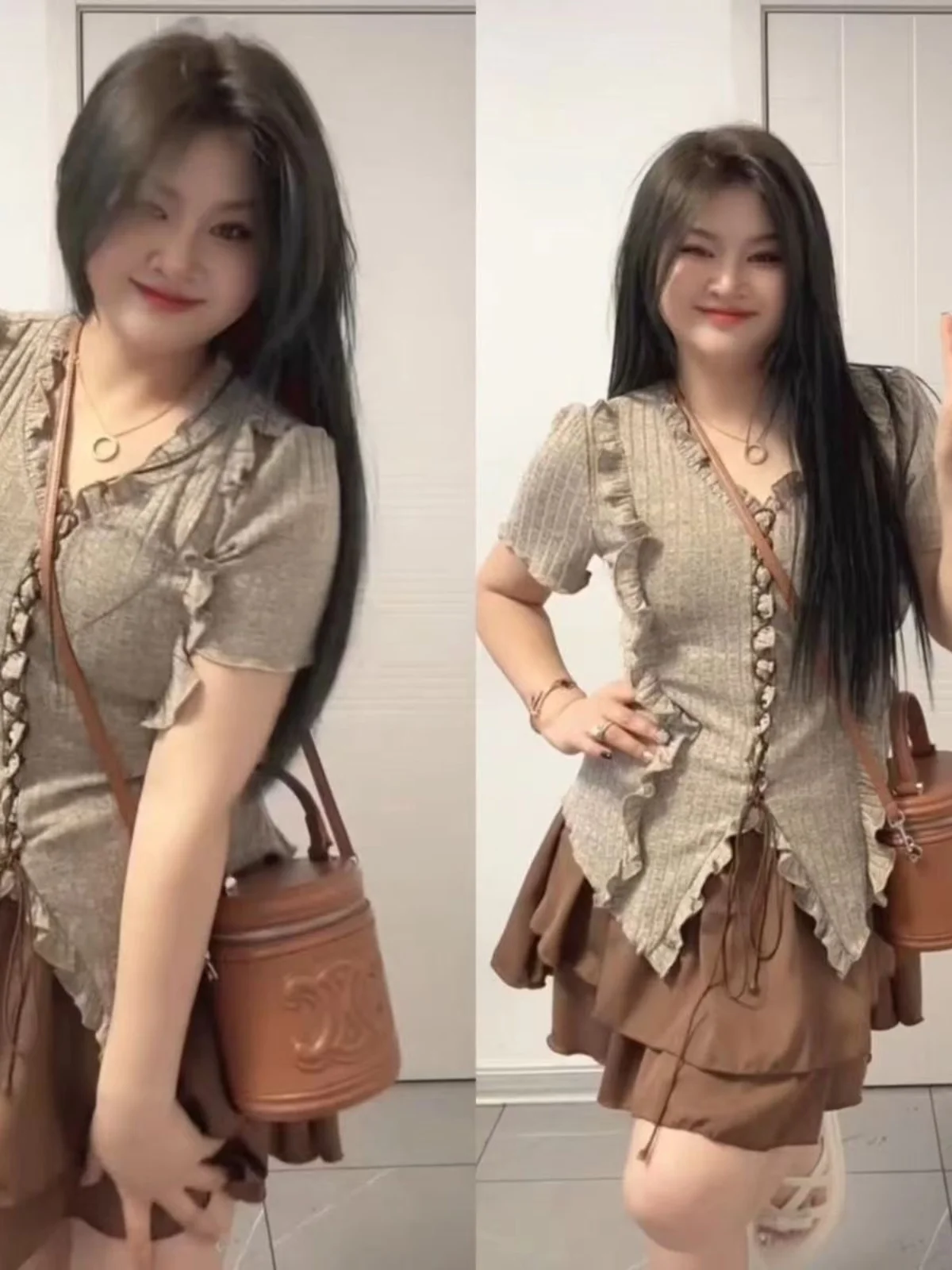 

Slimming Retro Style Half-Sleeve Set for plus Size Women Summer New Arrival Spicy Girl Short Sleeve Midi Skirt Elegant Small Set