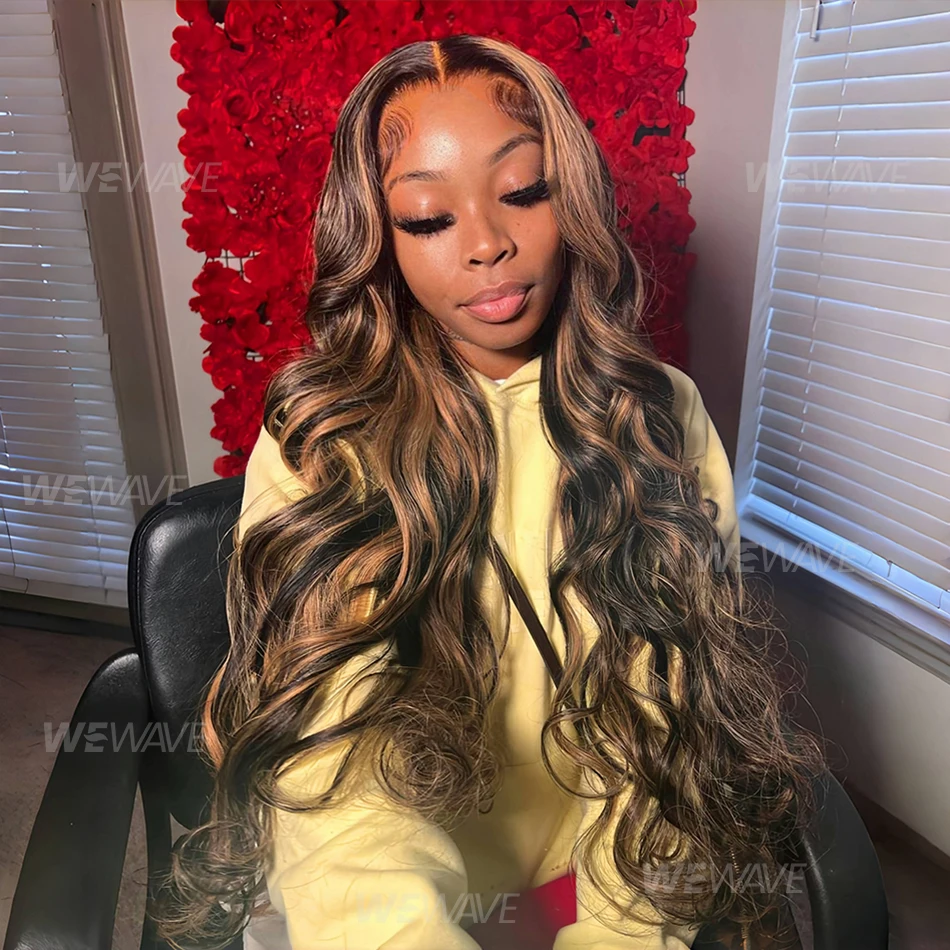 Highlight Body Wave Wig Human Hair 13X6 Hd Lace Frontal Wig P427 1B30 Black Brown Blonde 13X4 Front Ombre Colored Wig 30 36 Inch