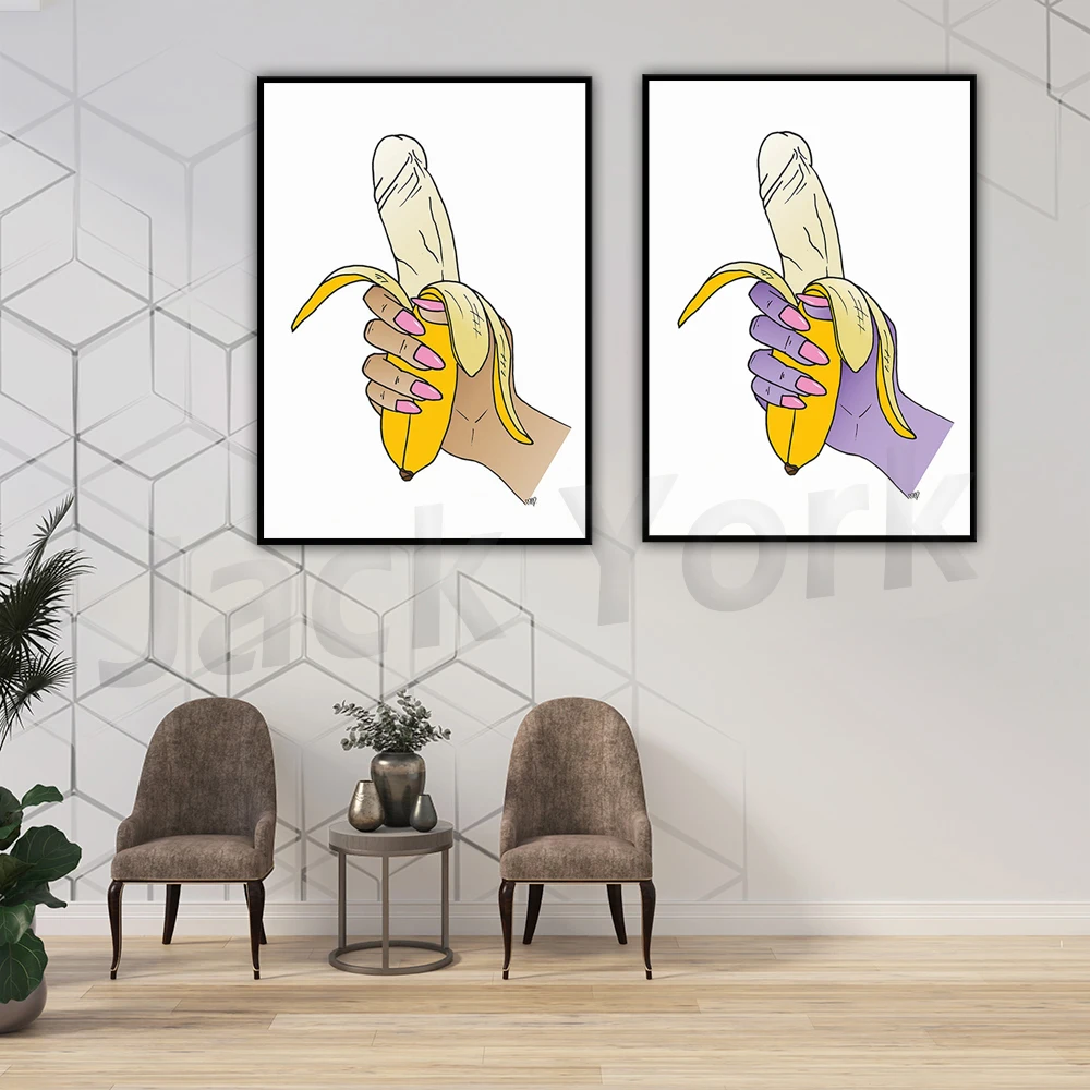 Banana Penis Purple Hand Poster Art Print