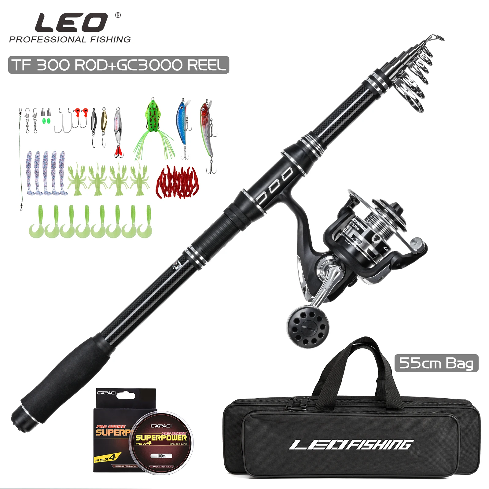 Imagem -06 - Telescopic Fishing Rod And Reel Combos Grupo Carbon Fiber Tackle Kit Carrier Bolsa para Viagem Mar Água Salgada Ferramentas de Pesca