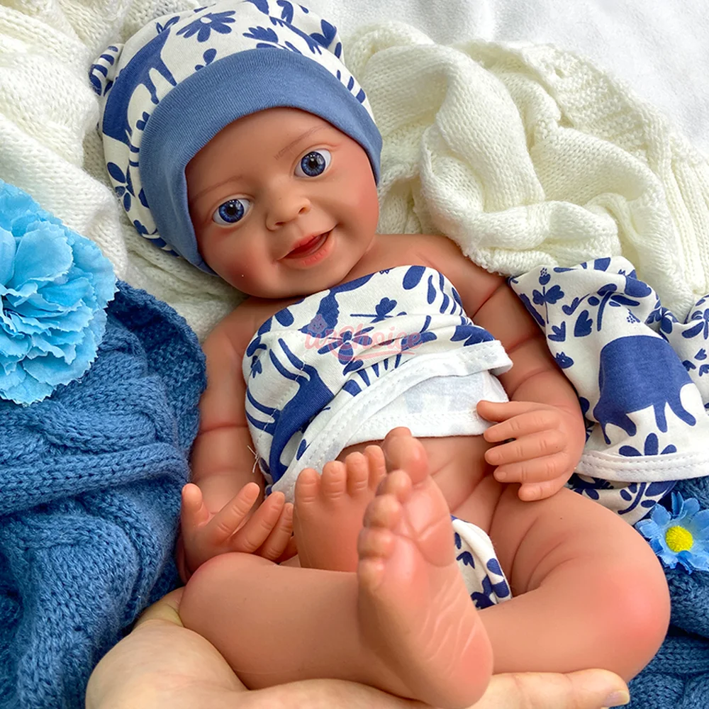 Muñeco de bebé renacido de silicona de 45 cm, adorable, lavable, con boca abierta, realista, regalo para mamás coleccionistas.
