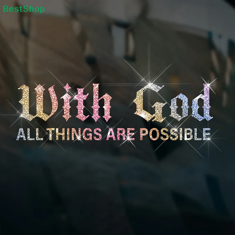 WITH ALL THINGS ARE POSSIBLE Car Sticker, Car Styling Decal Classic Automotive Racing Trucks Laptop Decoration