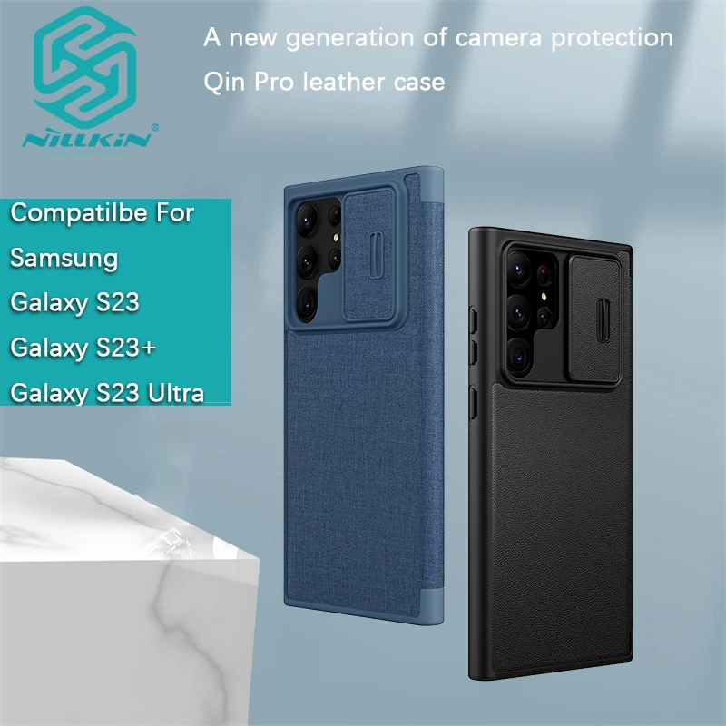 

Nillkin For Samsung Galaxy S24 FE/S23 FE/S23 Ultra/S22 Qin Pro leather PU Lens slide cover protective cover phone Case shell