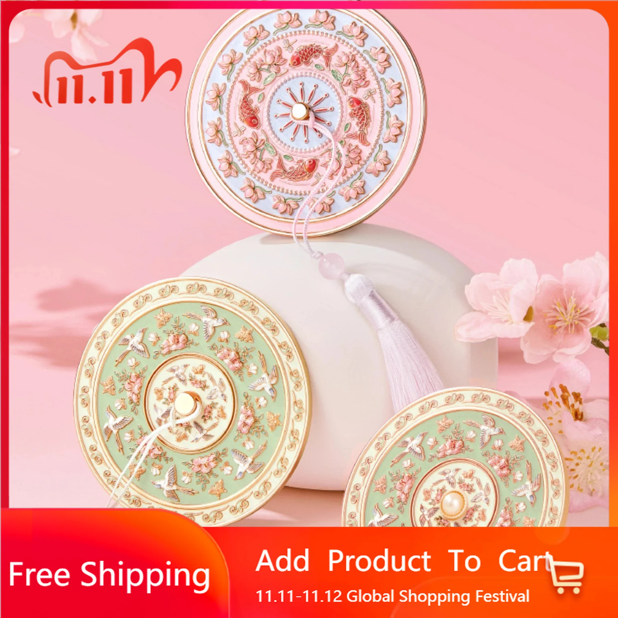 

Christmas Birthday Gift Mirror Blocks Organizer Round Chinese Retro Mirror Blocks Kawaii Girls Miroir Mural Household Products