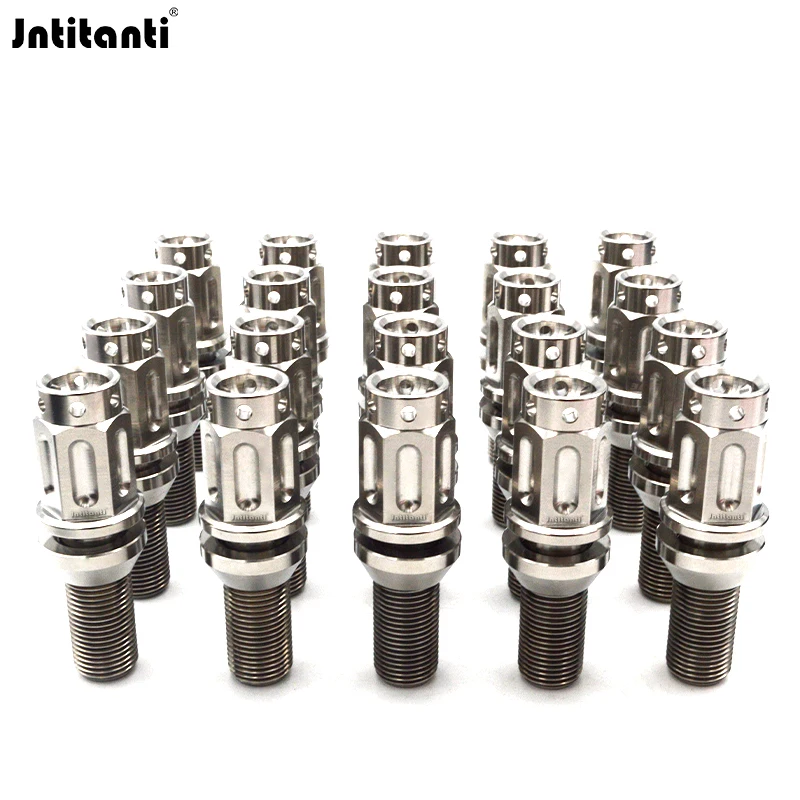 

Jntitanti с удлиненной рифленой шестигранной головкой 17 мм, плавающее конусное сиденье Gr.5 Титановый колесный болт M12x1,5 для блокировки колес европейских автомобилей