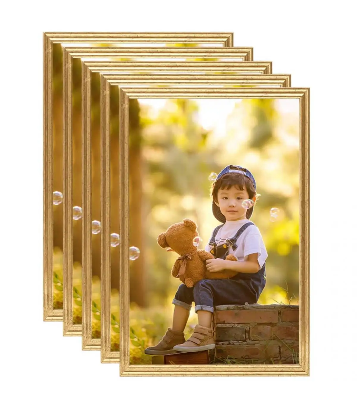 Photo Frames collage Wall/Table 5 Pins Gold MDF 59,4*84cm Photo Frames