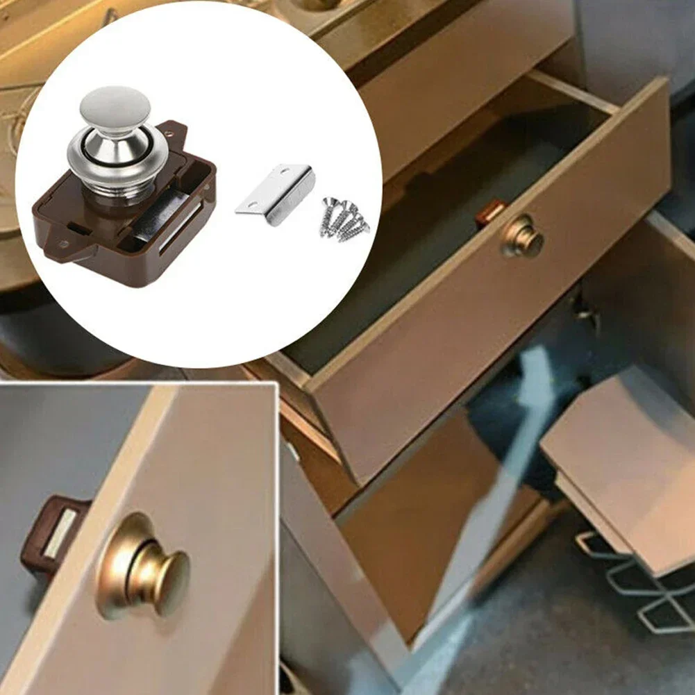 Latch Lock Button Catch Lock Locks Motorhome Push Button Cabinet Camper Caravan Catch Cupboard Door Lock Yacht