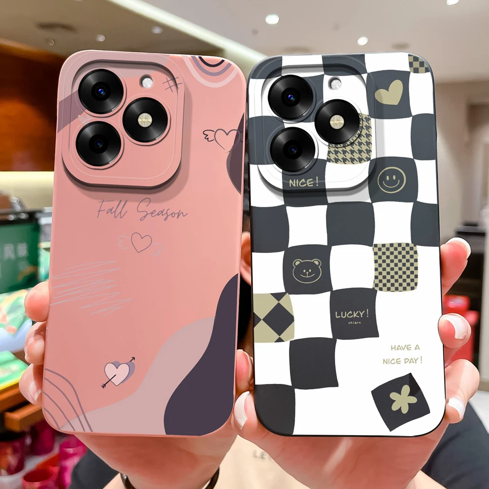 Cute Milk Tea Bear Case For Itel S23 PLus Liquid Soft Silicone Back Cover For S 23+ Camera Protection Phone Shell Coques Fundas