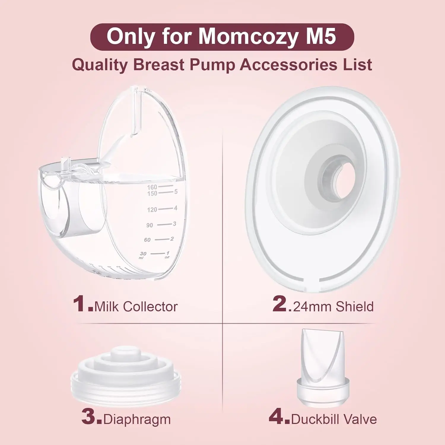 Momcozy M5搾乳器交換部品、コレクションカップ、M5用15/17/19/21mm 8 