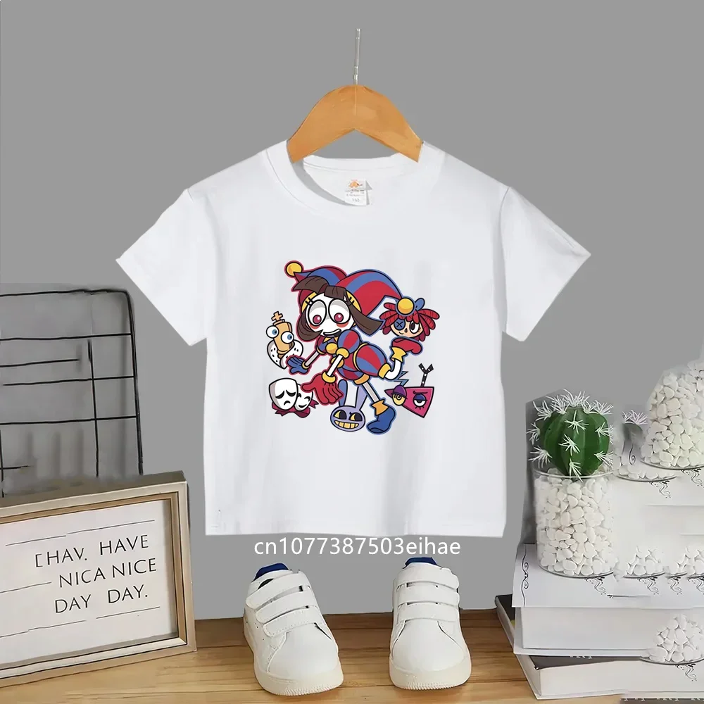 Kids The Amazing Digital Circus Cotton T Shirt Anime Cartoon Print Short Sleeve Tee, Breathable Summer Casual Top for Boys Girls