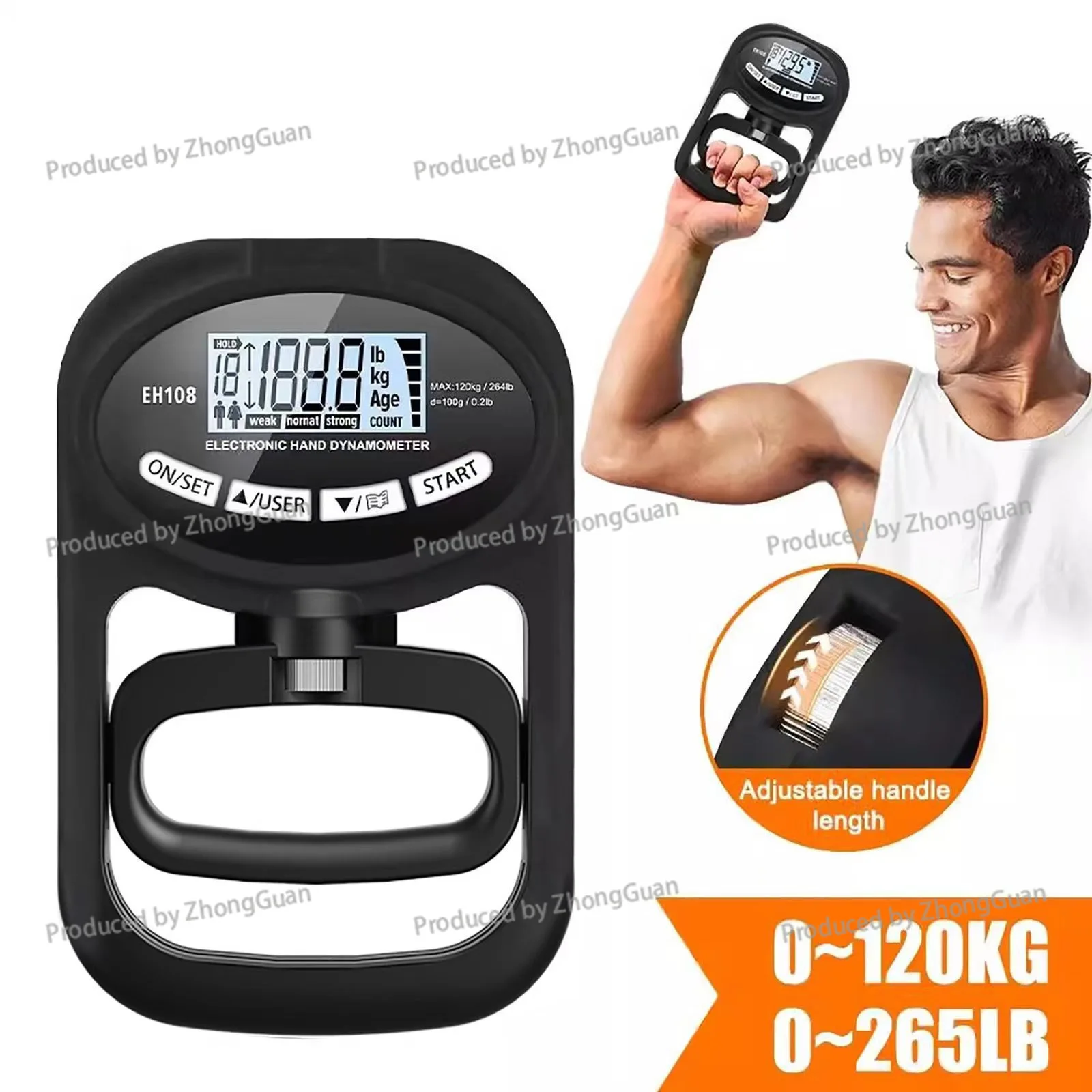 Electronic Hand Dynamometer - Ideal for High School Entrance Exams, Hospital Physical Therapy, and Fitness Training