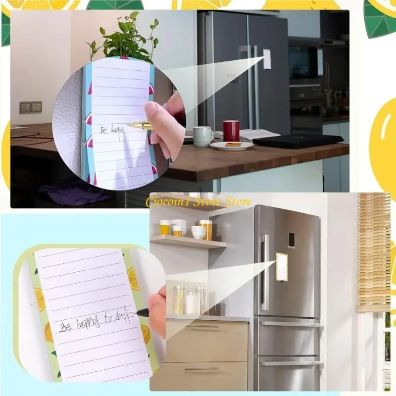 A3PC Kitchen Fridge Memopad Fruit Print Writing Pad Notepads Reminder On Fridge for Grocery List Shopping Lists