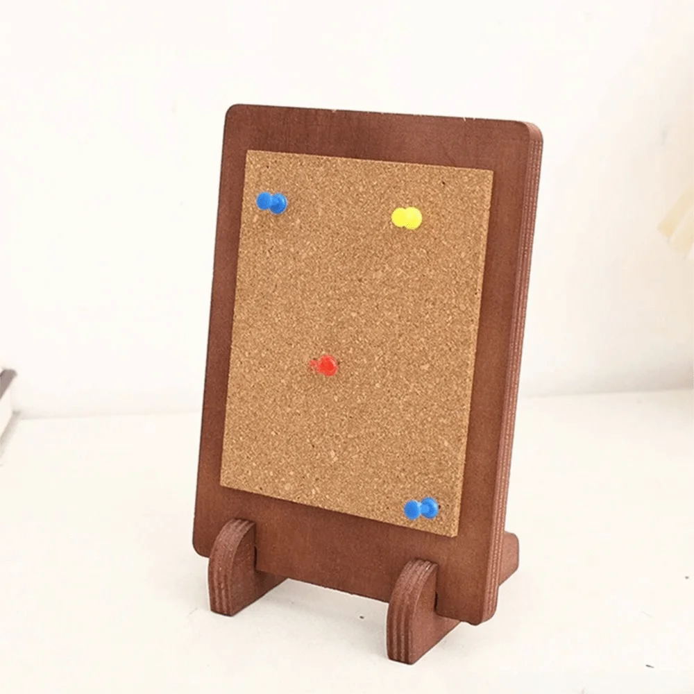 Solid Wood Cork Message Board Soft Cork Multi-Purpose Notice Pin Memo Rack Stable Free Standing Tabletop Display Stand