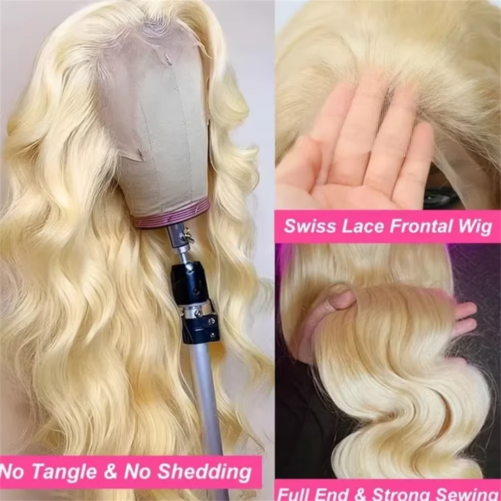 34 inch Peruvian Body Wave 613 Honey Blonde 13x4 HD Lace Front Human Hair Wigs For Women Glueless Lace Frontal Wigs Pre Plucked image 3
