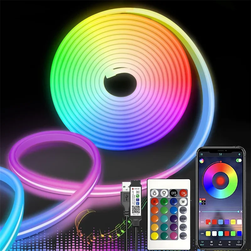 

3M 5M 10M Tuya Smart Life LED Neon Light Strip RGB Neon Decoration for TV Home Decor Lighting Outdoor Waterproof Ambient Lights