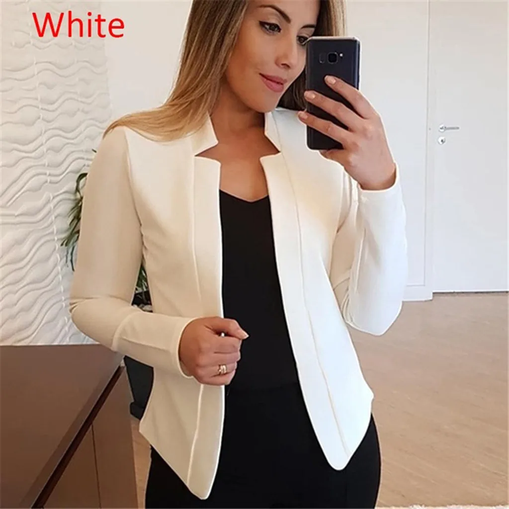 

Women Thin White Blazers Spring 2022 Female Summer Blazer Long Sleeve Open Stitch OL Womens Slim Coats Femme Ladies Black Tops