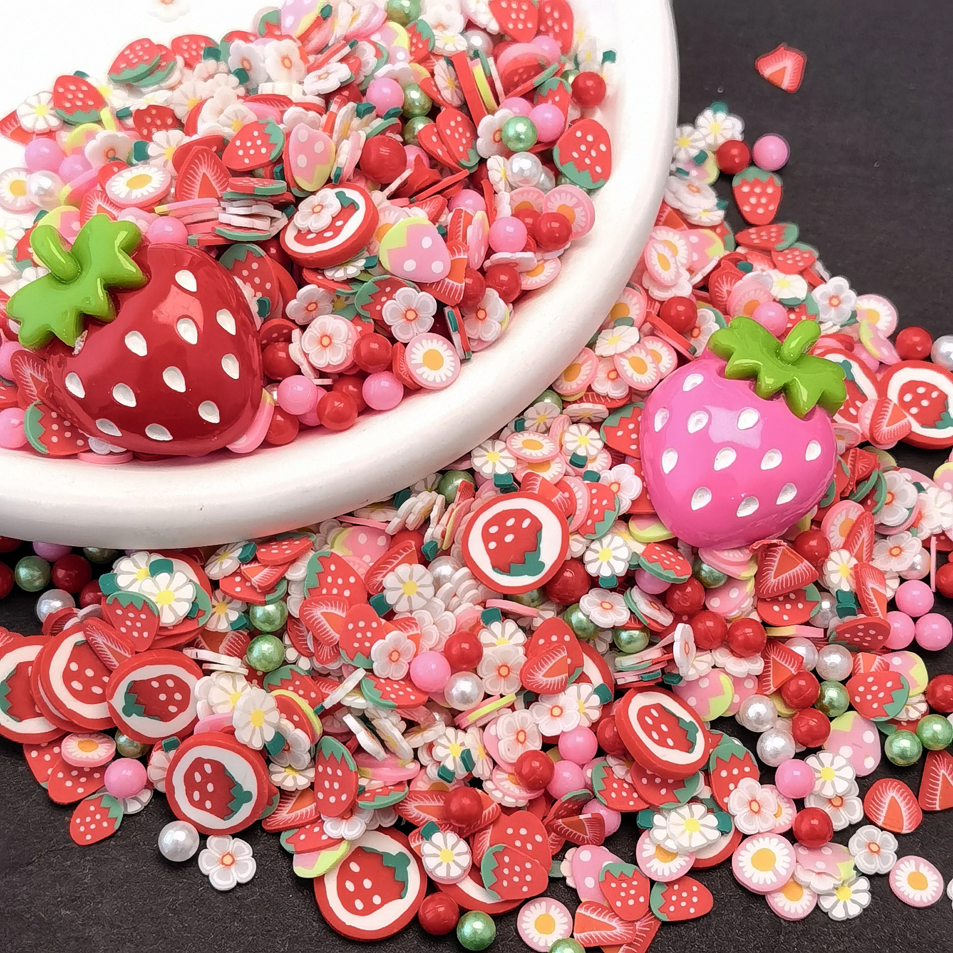Multi Strawberry Clay Slices Soft Fruits Sprinkles for DIY Crafts Filling Accessories