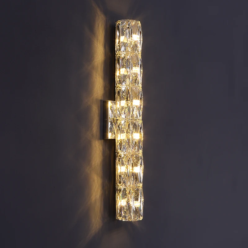 Modern minimalist luxury high-end crystal wall lamp living room TV background wall corridor bedroom bedside long strip wall lamp