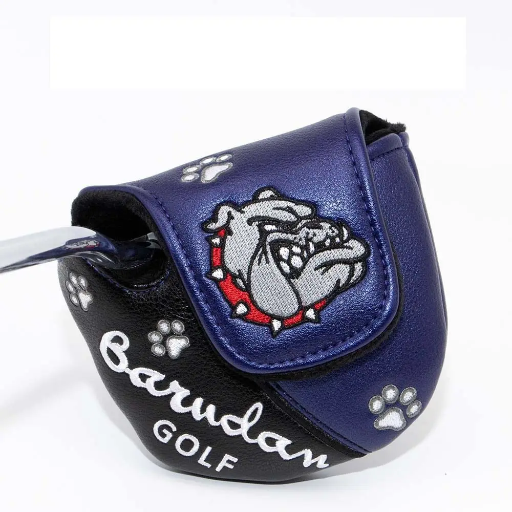 Golf Putter Cover Closure PU Leather Golf Head Cover Bulldog Golf Headcover Putter Headcover Golf Mallet Putter Cover