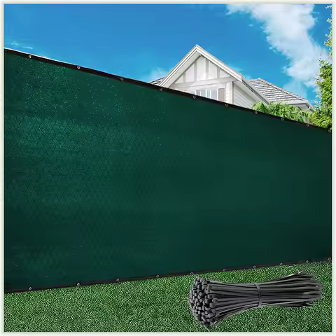 Green Fence Privacy Screen Windscreen Cover Fabric -Backyard Privacy Fence, Balcony Deck Privacy Screen with Bindings &amp; Grommets