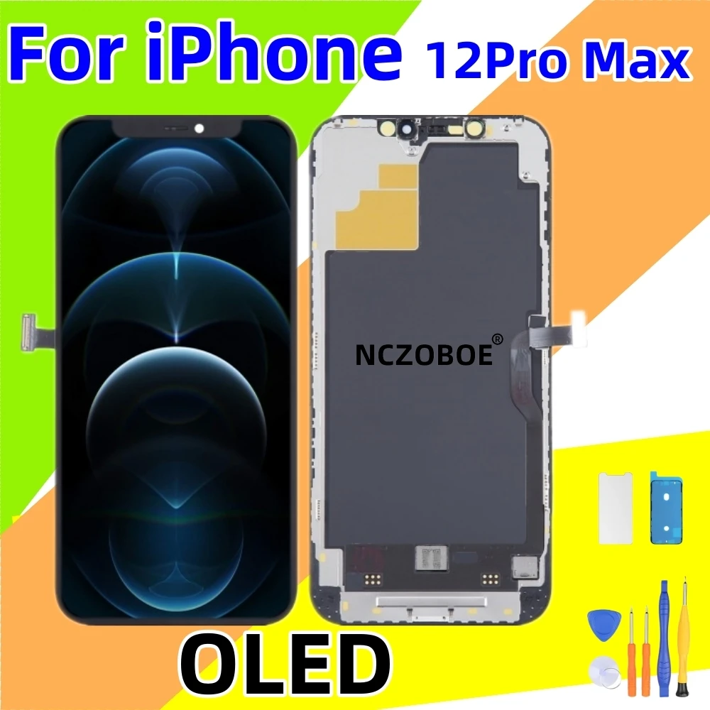 NCZOBOE OLED For iPhone 12pro max LCD Display Touch Screen Digitizer Assembly For 15ProMax 16plus 16pro max 14 14promax 13Screen