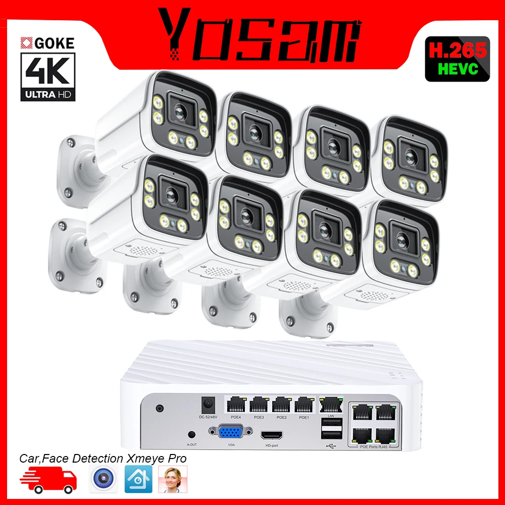 

Security Camera System 8CH 4K 8MP HD POE NVR Kit Two Way Audio CCTV AI Face Detection IP Camera Outdoor Video Surveillance Set