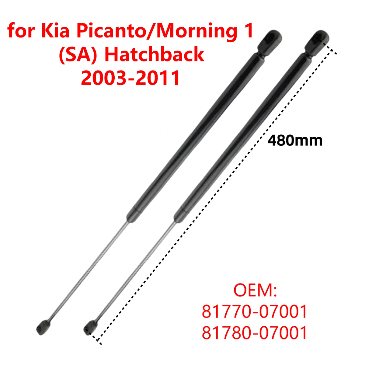 2 Stücke 81770-07001 Auto Hinten Kofferraum Kofferraum Heckklappe Gasdruckfedern Lift Stützstangen für Kia Picanto/Morning 1 (SA) Fließheck 2003-2011