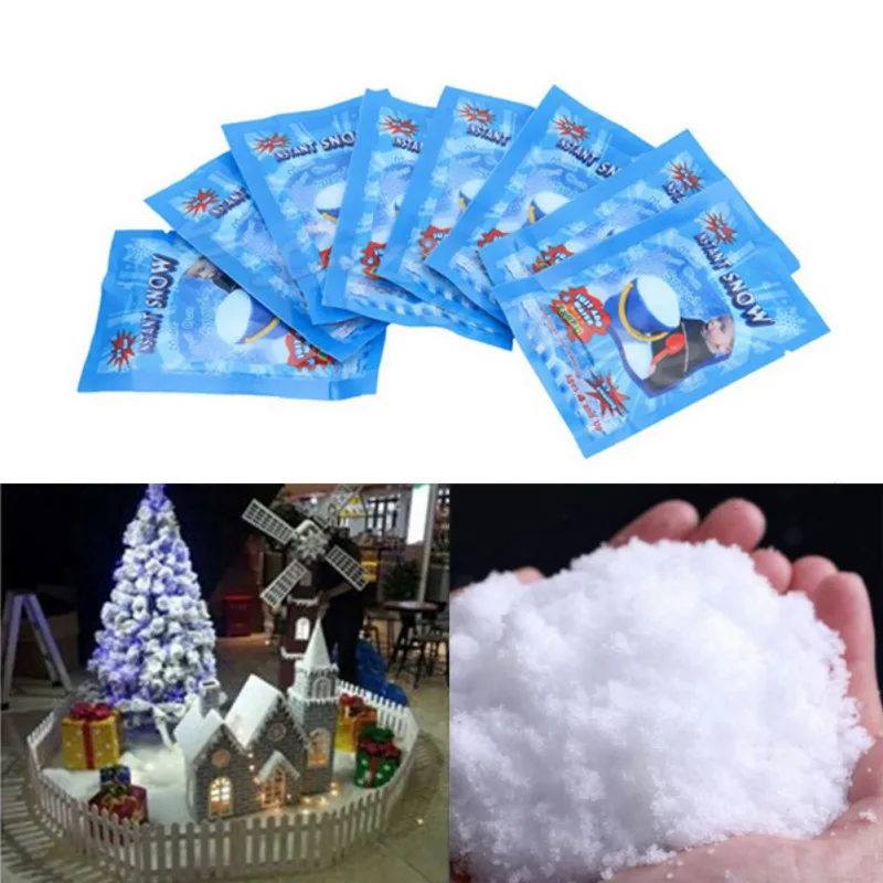 10pcs/lots Artificial Snowflakes Magic Instant Snow Powder Festival Frozen Party Supplies Christmas Decorations for Home Wedding