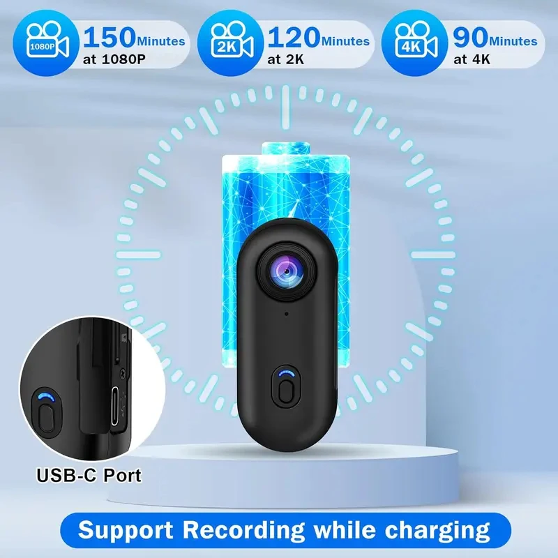 4K Mini Waterproof Camera with WiFi Wireless Portable Wearable Body Cam for Moto Bike Travel Helmet  Outdoor Sports Vlog Shoots view 3