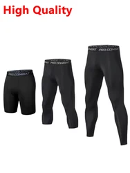 High Quality Basketball Mens Compression Pants Tights Running Cool Dry Leggings Sports Baselayer Tights Athletic Workout Shorts