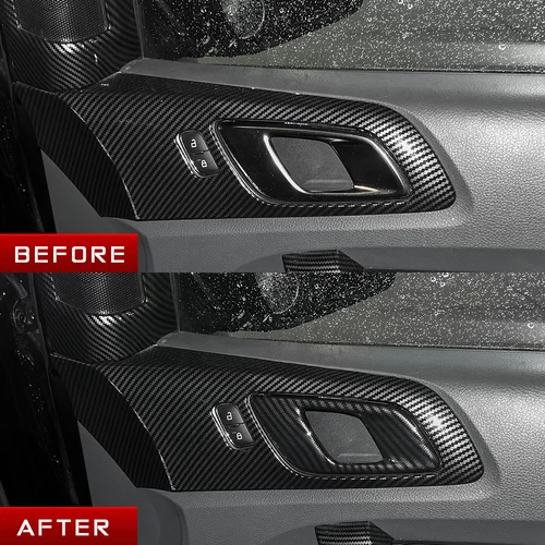 Imagen 2 del producto 4 Uds ABS Color de fibra de carbono puerta Interior manija abierta cubierta Interior para Mazda BT-50 BT50 2010-2020 Ford Ranger Everest 2015-2021