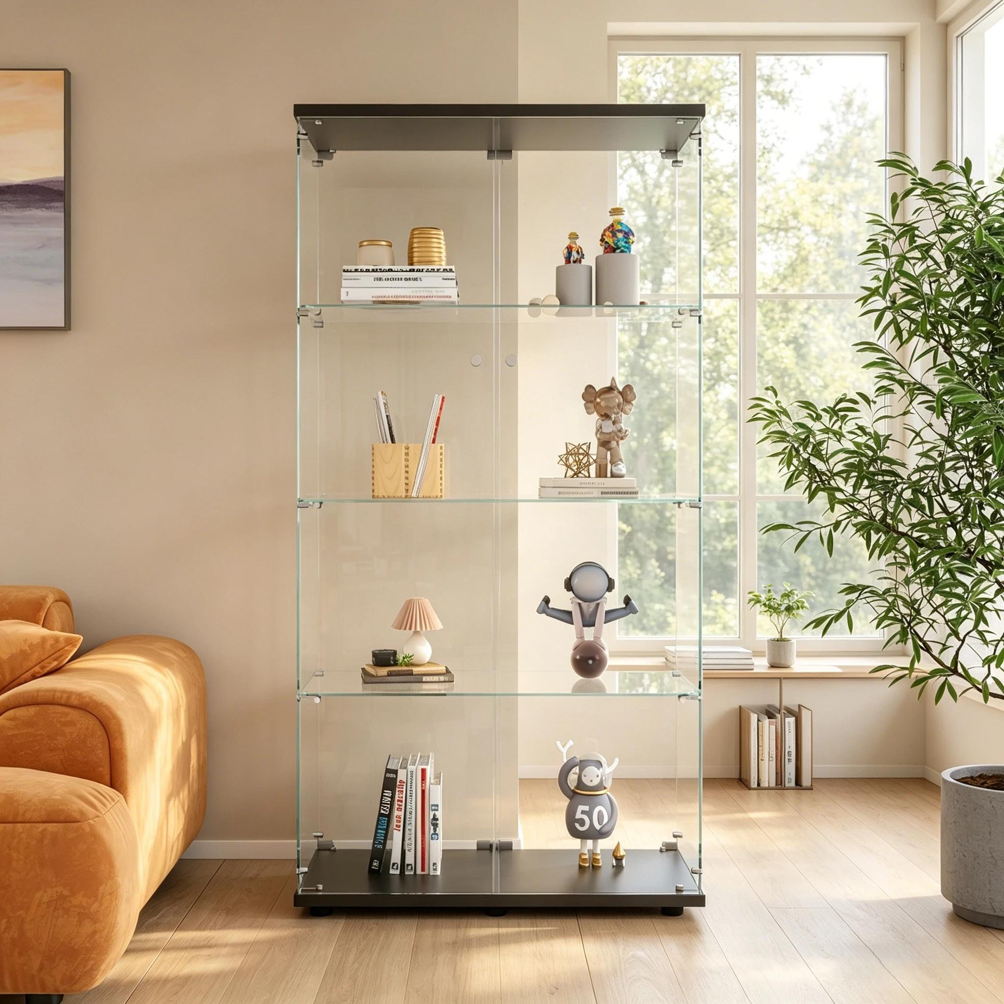 Vitrina de Vidrio Templado de 4 Capas Anajqaqia, 64.7"*31.7"*14.3"