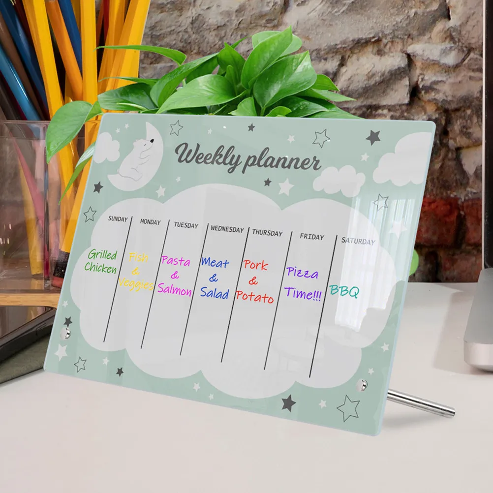 1Set Acrylic Dry Erase Board Desktop Whiteboard for Desk Office Student Teacher Gift Decorative Erasable Planner Board Clear