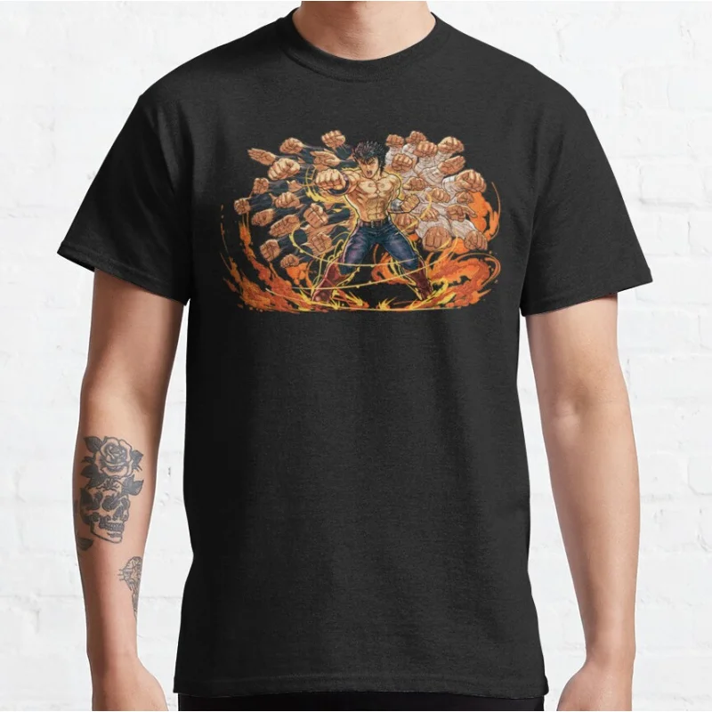 

80s Anime hokuto no ken manga Kenshiro Japan cartoon Short-sleeve crewneck T-shirt large size Adult Tops S-6xl