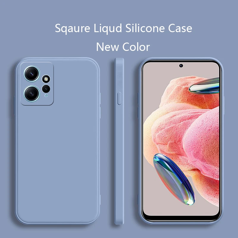 เคสโทรศัพท์ซิลิโคนสแควร์สําหรับ Xiaomi Redmi หมายเหตุ 12 4G Matte Case Redmi หมายเหตุ 12 4G เลนส์นุ่มกล้องฝาครอบป้องกัน SHELL