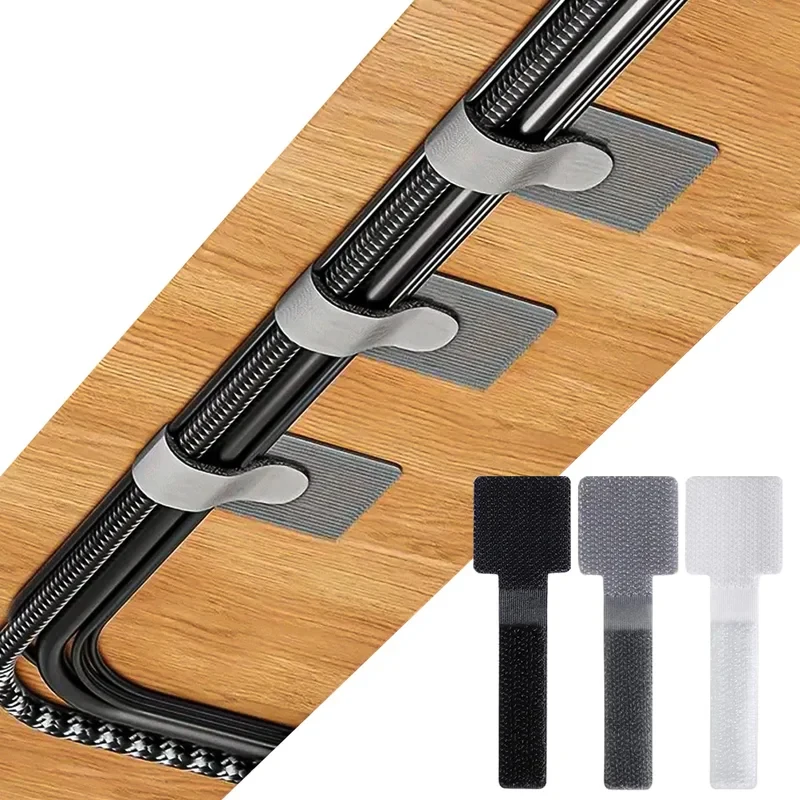 Reusable Self Adhesive Hook and Loop Cable Ties T-Type Cord Organizer Straps for Desk Management