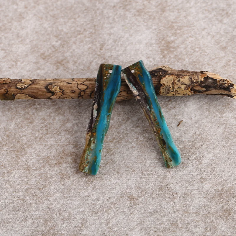 B&F Handmade Nugget Blue Opal Pendants Beads, Genuine Natural stones beads, Unique Stones for jewelry & DIY Earring Beads