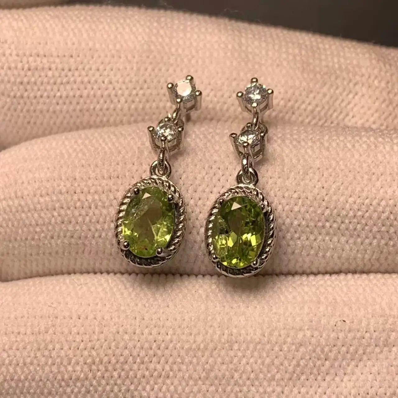 

MM Natural Peridot STAINLESS STEEL Stud Earrings For Women Jewelry Gift Simple Peridot Jewelry Green