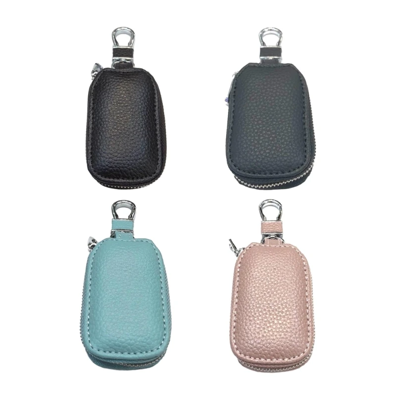 

Leather Car Key Chain Practical Car Key Bag Korean Car Key Case with Zipper Portable Car Key for Men Women Dropship