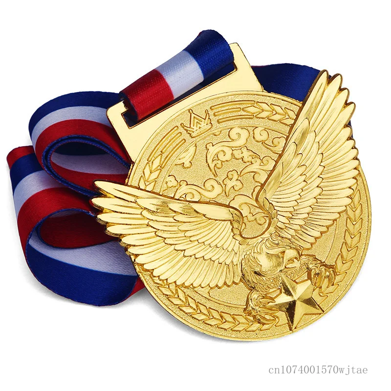 Creative Customized Golden Eagle Commemorative Neck Hanging Souvenir School Activity Honor Plate, Team Rewards, Home Decor Medal