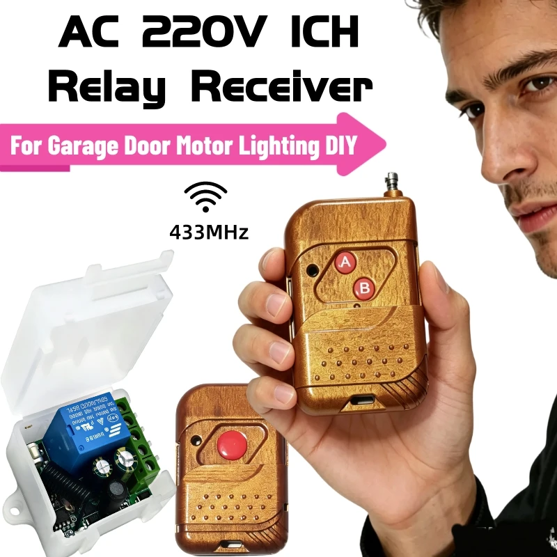 AC110V 220V 10A Relay Receiver Mini Module Remote Control 433Mhz Universal Gate Remote Control Switch for Gate LED Garage Door