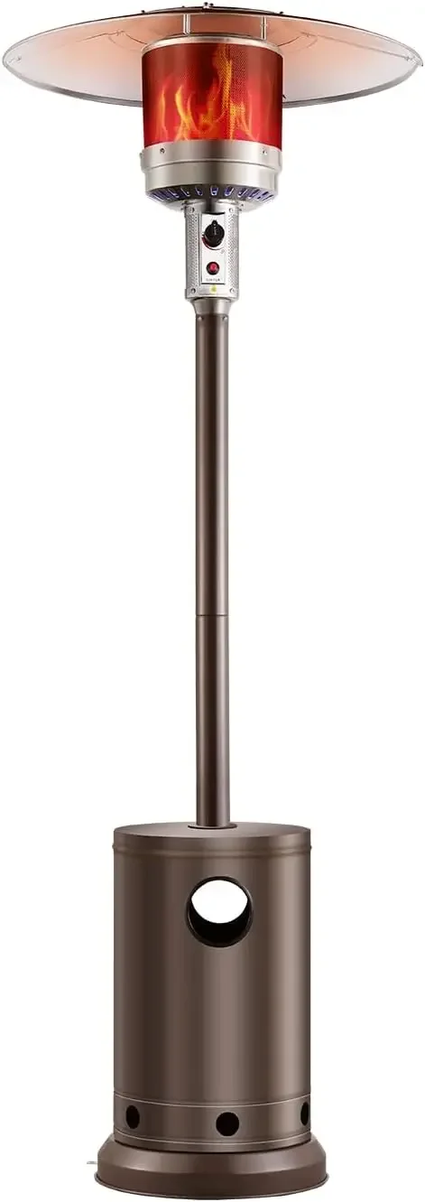 50000BTU Propane Patio Heater for Outdoor Use, Tall Hammered With Round Table Design, Metal Burner and Wheels, Fixed Flame Heate
