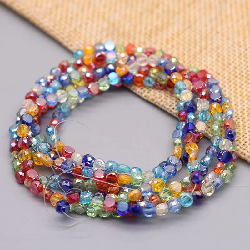 72pcs/lot 4mm Wheel Shape Faceted Crystal Glass Beads Side Hole Flat Spacer Round Beads for Jewelry Making DIY Earrings Bracelet